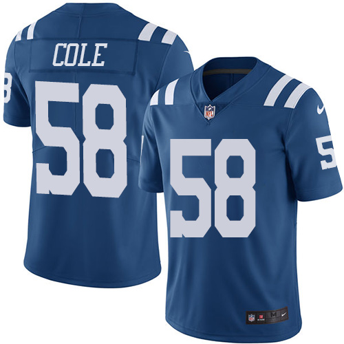 Youth Limited Trent Cole Nike Jersey Royal Blue - #58 Rush NFL Indianapolis Colts